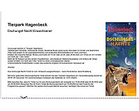 Hagenbecks Tierpark Dschungelnacht 2 erwachsene 2024