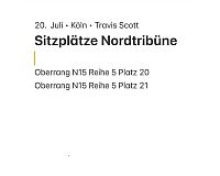 2x Travis Scott / Konzert / Tickets / Köln / 20.Juli