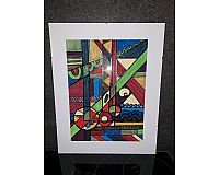 original Aquarell - abstrakt bunt - 50,5 x 40,5
