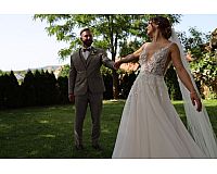 ❤️ Brautkleid Hochzeitskleid tiefer Ausschnitt blush Glitzer