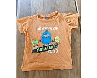 Gr. 122 T-Shirt orange Monster Jungen