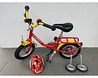 Puky Fahrrad 12 Zoll Rot-Gelb mit Stützrädern, Licht & Helm
