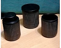 3-Set Schwarz gestreift Keramik Seifenspender, Zahnputzbecher,Zah