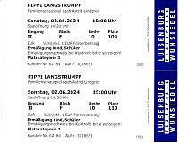 4 fortlaufende Tickets Luisenburg Pippi Langstrumpf 02.06.2024