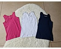 3 x Pocopiano ärmelloses Shirt Unterhemd Größe 110 weiß pink blau