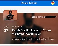 Travis Scott Konzert Tickets | Golden Circle links | Franfurt