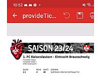 1 Ticket FCK vs Braunschweig 19.5.24 Südtribühne
