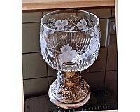 Ranfbecher Glas Andenkenglas Antik WMF Kristall Fuß versilbert
