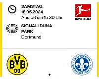 Suche 2 Tickets für das Spiel Dortmund / Darmstadt am 18.5.24