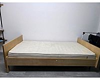 Single bed with mattress and slatted frame