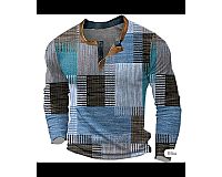 (Neu) Ouku Designer Langarm-Herrenhemd, XXL, Waffel-Henley, blau