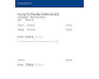Familien Ticket Cinedom Panda 2 16.3.24 15 Uhr VIP mit Menü