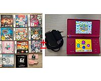 Nintendo Dsi DS DSI pink Beere rosa + Netzteil + 11 Spiele