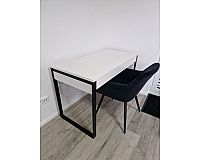 Schreibtisch 120x60cm homeoffice Design schwarz weiß Metallfüße
