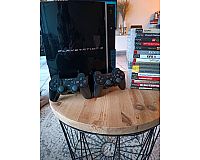 Playstation 3, PS3 inkl. 2 Controller, Kabel und Spiele an