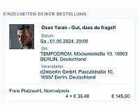 4 Tickets Osan Yaran 01.06.24 Berlin