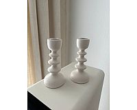 2er Set Kerzenständer Kerzenhalter weiß boho skandi Keramik